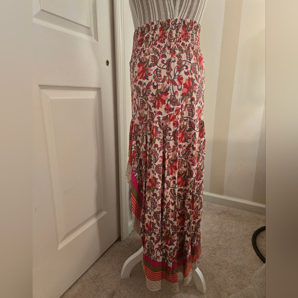 Anthropologie Red and Pink Floral Skirt - Picture 4 of 7